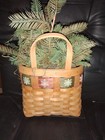 Woven Hanging Basket Christmas Decor w/ Faux Pine Trimmings Inside * Vintage! — photo 2