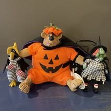 Russ Li’l Treaters Lot Of 3 Bumpkin Bear & Ornament Green Witch Crow Halloween