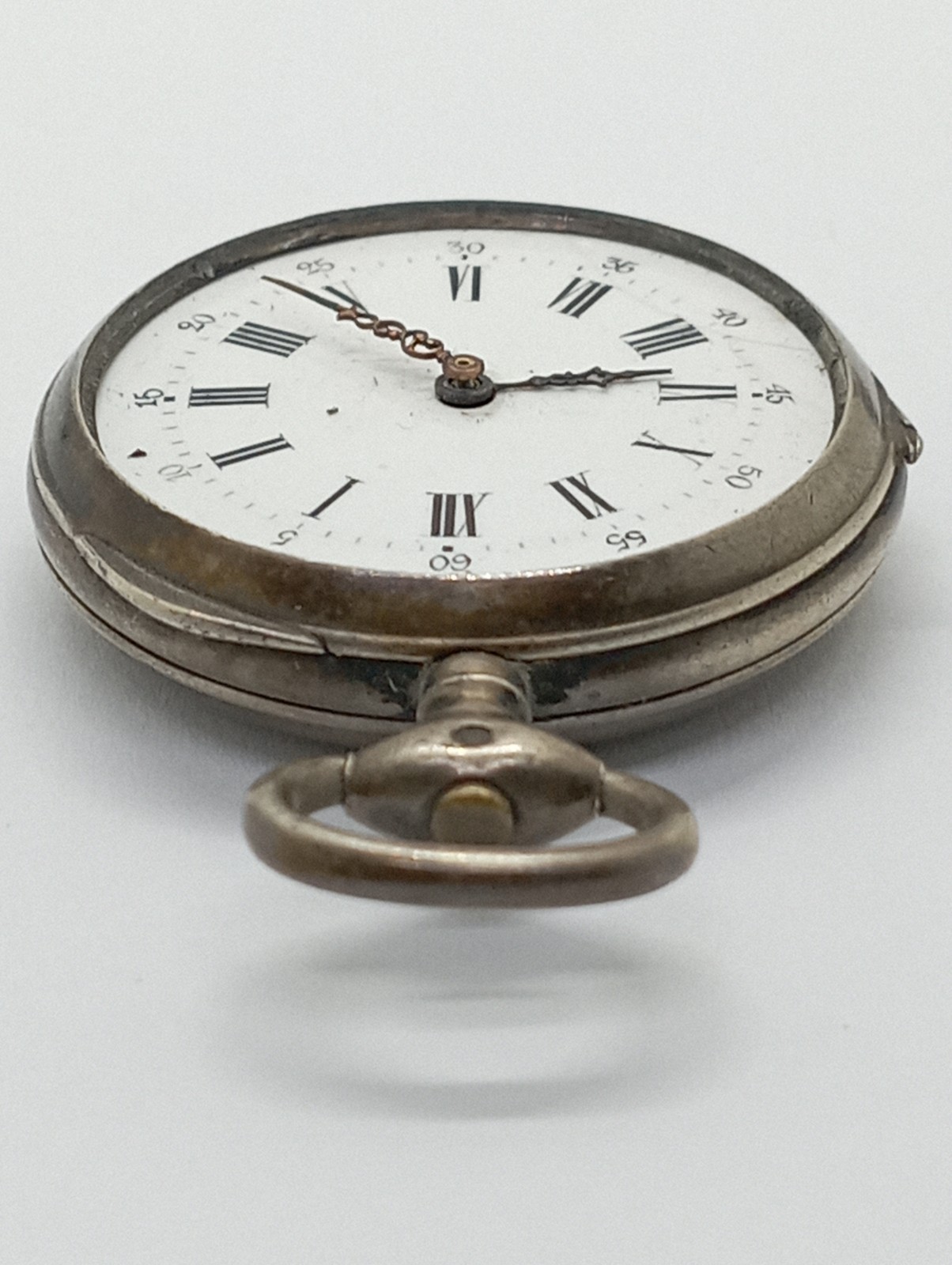 Antique Small KEY WIND SOLID SILVER POCKET WATCH … - image 6