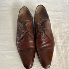 Men  s Brown Leather Lace-Up Oxford Dress Shoes Cap Toe Almond Toe Solid 8 M