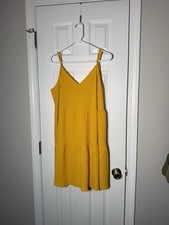 SHEIN Curve OXL Mustard Yellow Tiered Midi Dress Tie Back Sleeveless