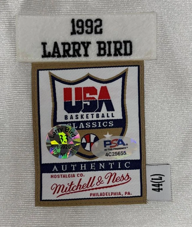 Larry Bird Signed USA M&N Authentic Dream Team Warm Up Shooting Shirt PSA/DNA - Image 4 of 4