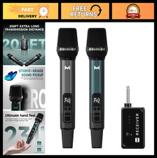 Dynamic Wireless Microphone System, Rechargeable, 40H Battery, 200FT Range, Volu