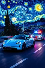 Digital Image Picture Photo Wallpaper Background Desktop Art, Taycan Chase !