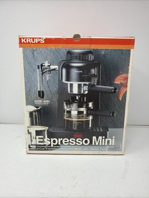 NEW KRUPS ESPRESSO CAPPUCCINO MAKER MINI 963 BLACK 4 CUP WITH PERFECT FROTH