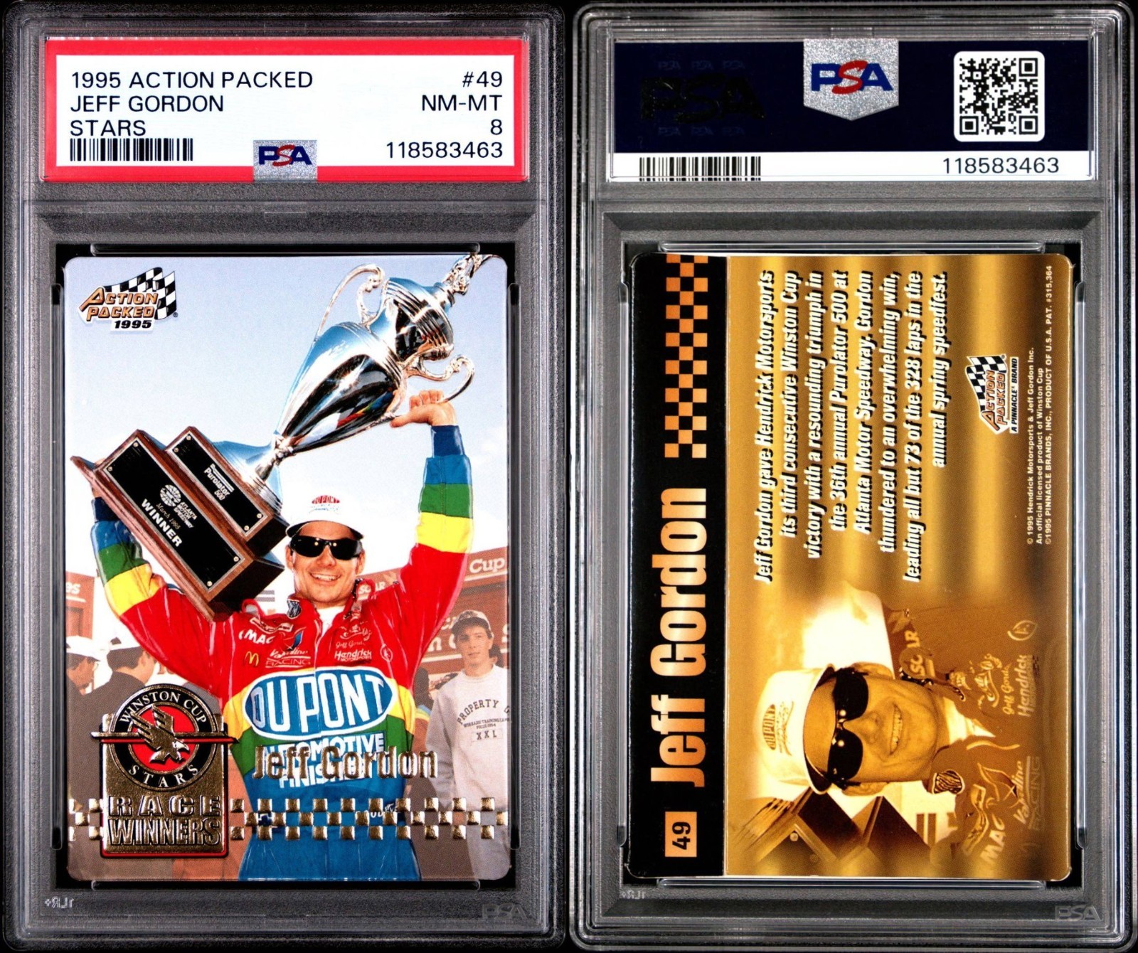 1995 Action Packed Stars - Race Winners Jeff Gordon #49