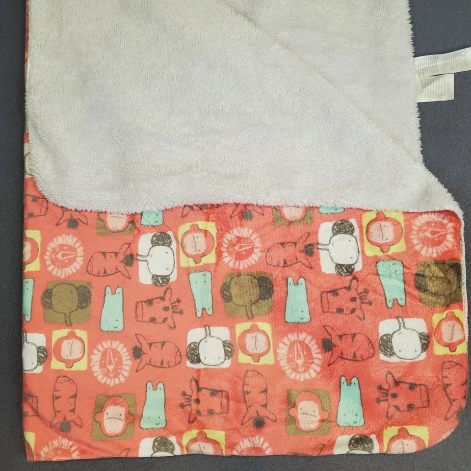 Mini B Salmón Coral Rosa Minky Manta Bebé Selva Zoológico Animales Bebé Niña Usada en Excelente Condición Foto 2 de 4