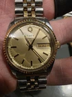 Vintage 1980s Timex M Cell Q Two Tone Men's Watch Fluted Gold Bezel  Runs Great!