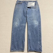 VTG Levis 501xx Jeans fits 38x29 tag 40x33 Blue Button Fly USA 90s Distressed