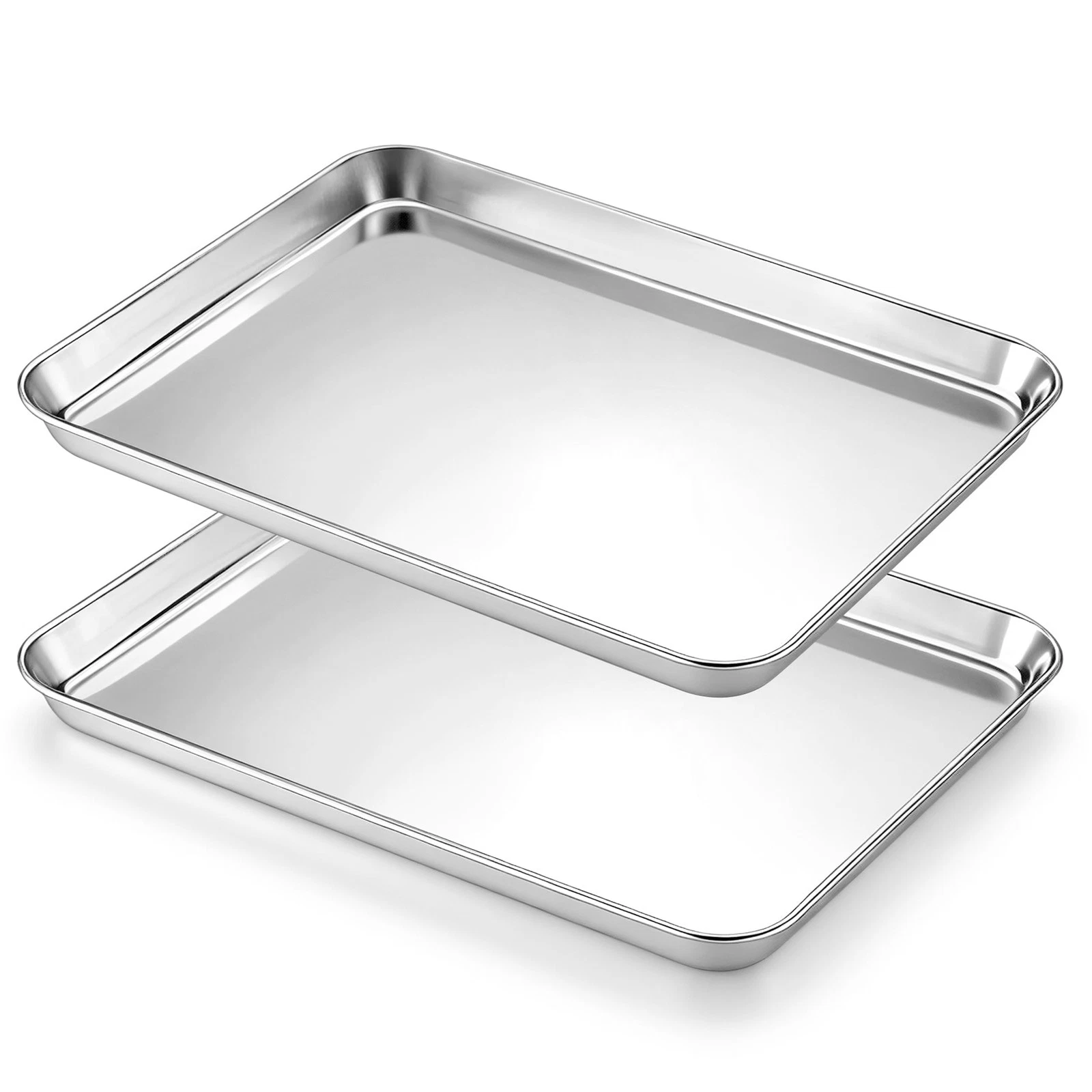 Baking Sheet Set of 2, 9 x 13 Inch Food-Grade Stainless Steel Quarter Sheet P...
