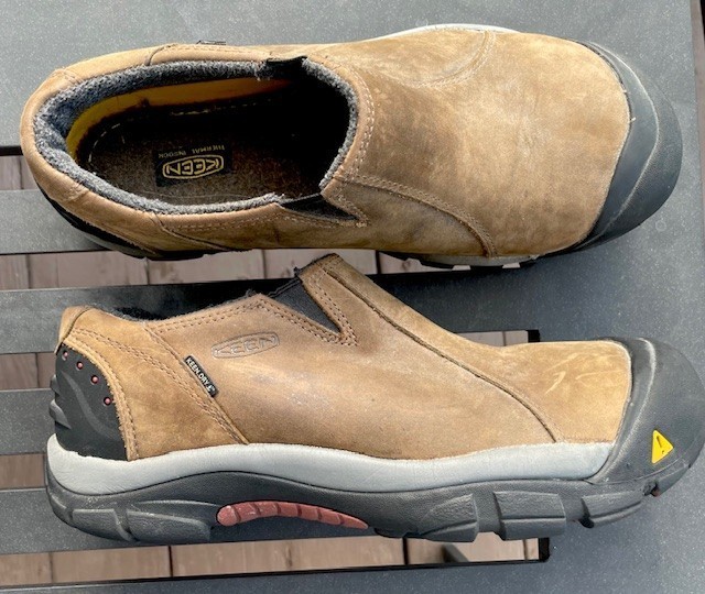 Scarpe da lavoro basse antiscivolo Keen Brixen in pelle marrone IMPERMEABILI misura 11 5 ISOLATE