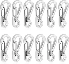 12 Pcs Tiny Carabiner Clip Metal Small Spring Snap Hooks, 1 inch Key Silver 