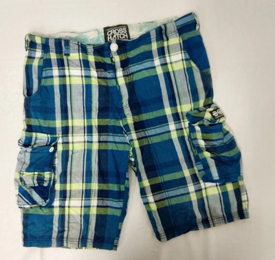Crosshatch Karoshorts Herren, Blau-Grün kariert, Gr. L