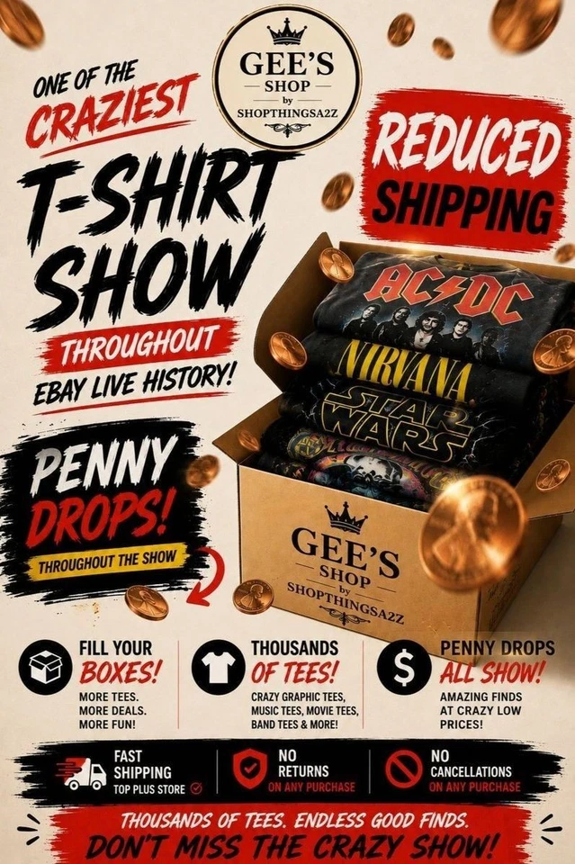 🔥 CRAZIEST 🤪 T-SHIRT SHOW | REDUCED Shipping | Penny Drop EVERY 10 ITEMS