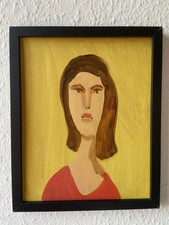 Quadro figurativo astratto moderno ritratto di donna su tela incorniciato