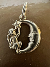 14K Michael Anthony  Cherub Crescent Moon with Star Charm/ Pendant