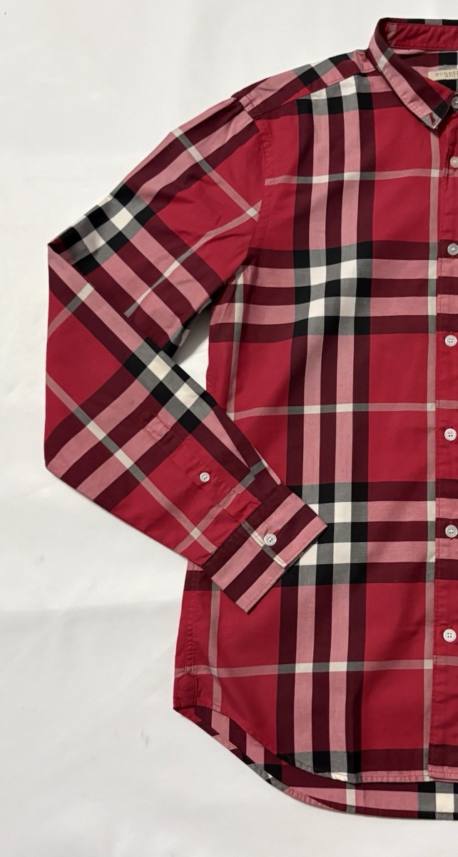BURBERRY Shirt Check Red Medium M | eBay
