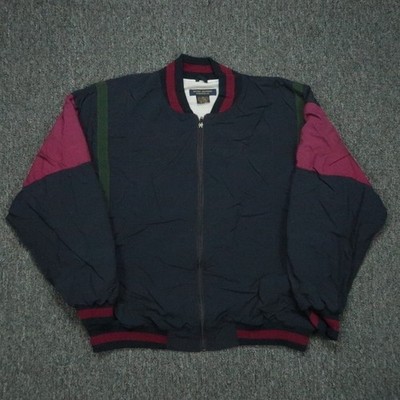 VINTAGE Brooks Brothers Jacket Mens Large Blue Full Zip Windbreaker Bomber 90s