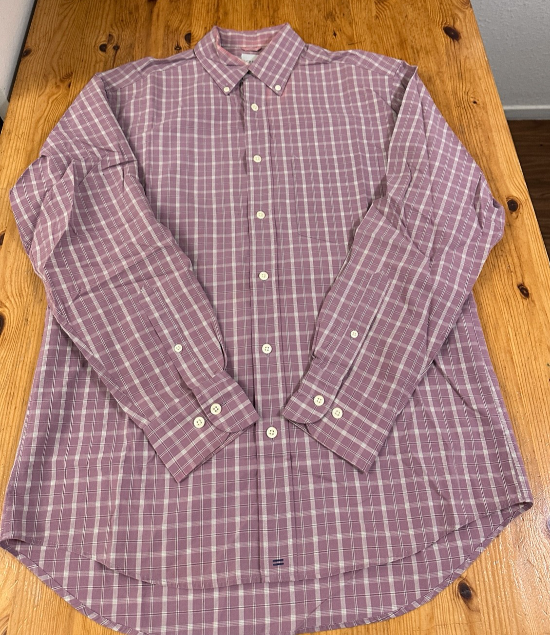 J.Crew Pink Plaid Long sleeve Button Down Shirt Small *Stains