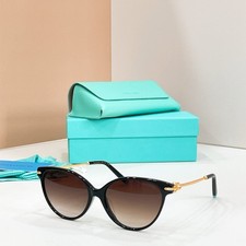 Tiffany  Co OTF2217 Black Cat Eye Sunglasses Gray Gradient Lens Gold 53-16-140