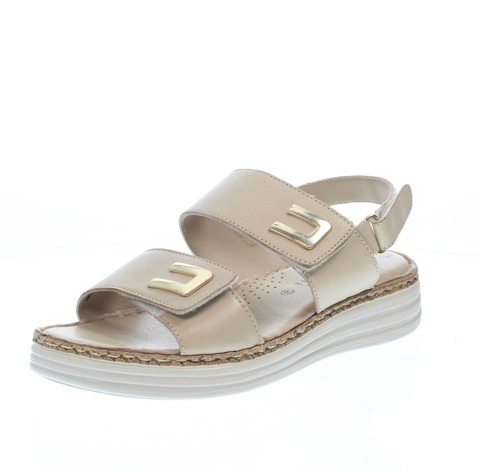 Slipper Plateau Sandalen Leder beige - Größe 37 Damenschuhe Sandalen