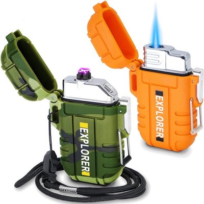 2 Pack Waterproof Outdoor Lighter Plasma Windproof Torch Lighters Dual Arc Li...