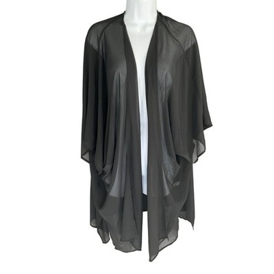 Halogen Black Sheer Open Front Duster Kimono One Sz Flowy
