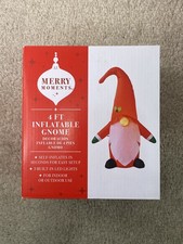 NIB Merry Moments Christmas Gnome Airblown Inflatable Yard Decor Lights Up 4 Ft