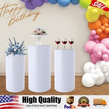 3Pcs Event Decor Round Cylinder Stand Freestanding Floral Cake Display Pedestal