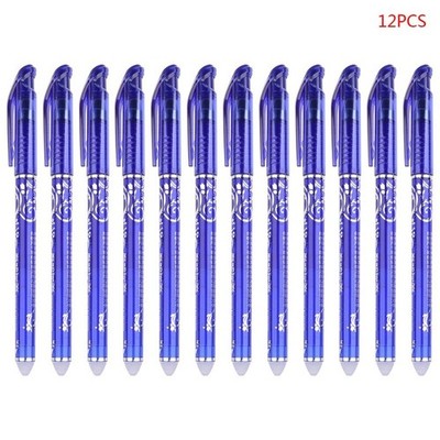 12 Pcs 0.5mm Luxury Erasable Gel Pen Fine Point Blue Ink Ballpoint Stationery