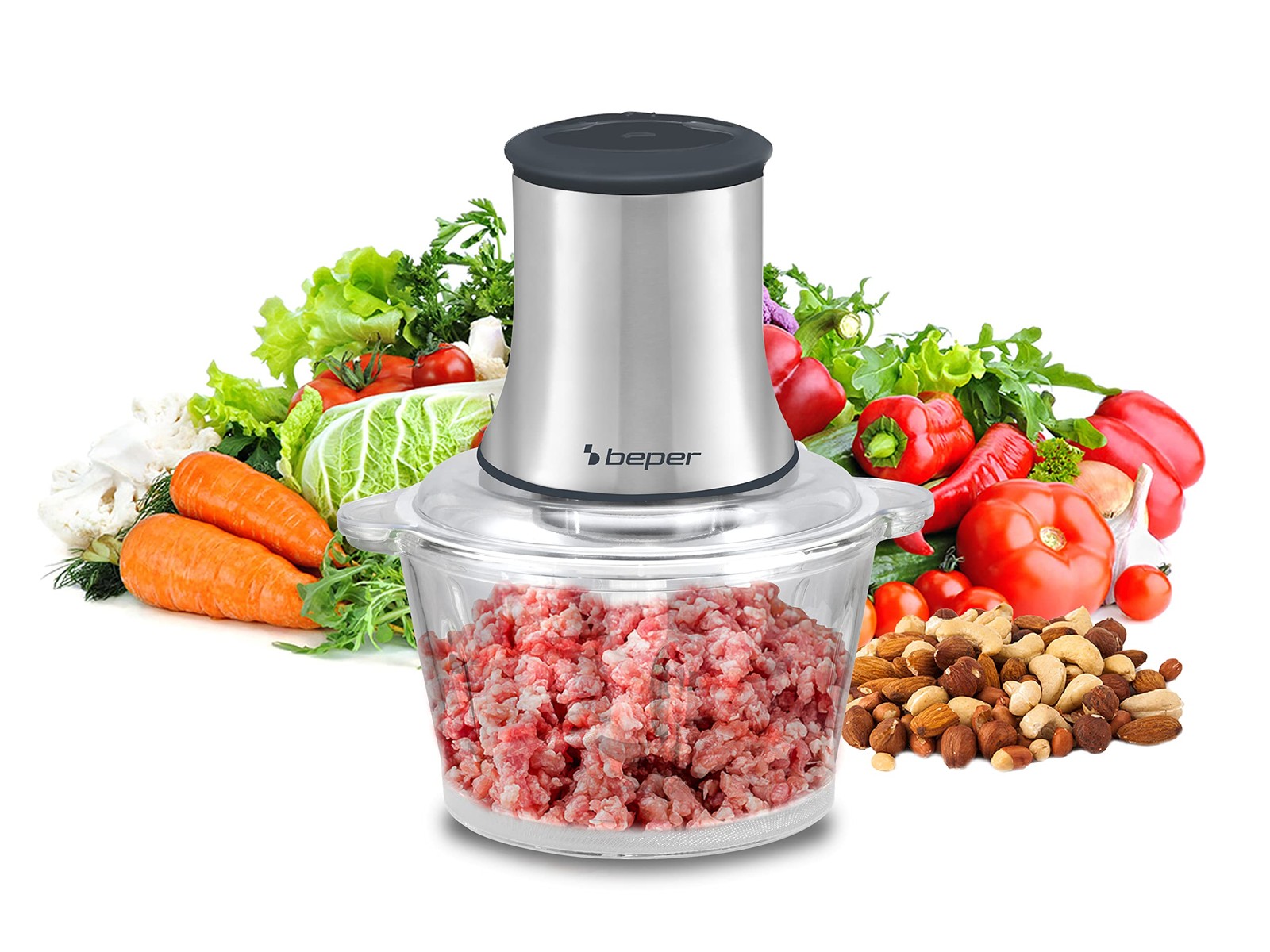 Tritatutto Professionale Beper P102ROB001 - Vetro e Acciaio 500W