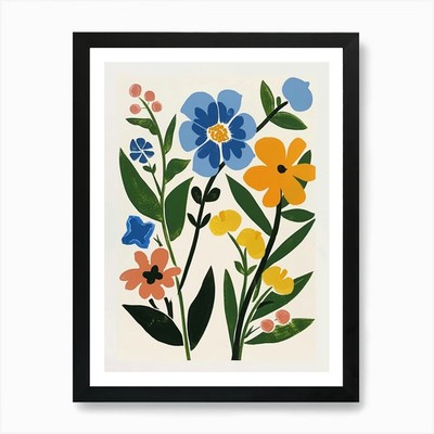 Gemalte Blumen Vergissmeinnicht 4 Kunst gerahmt Wandbild Poster Leinwanddruck Bild