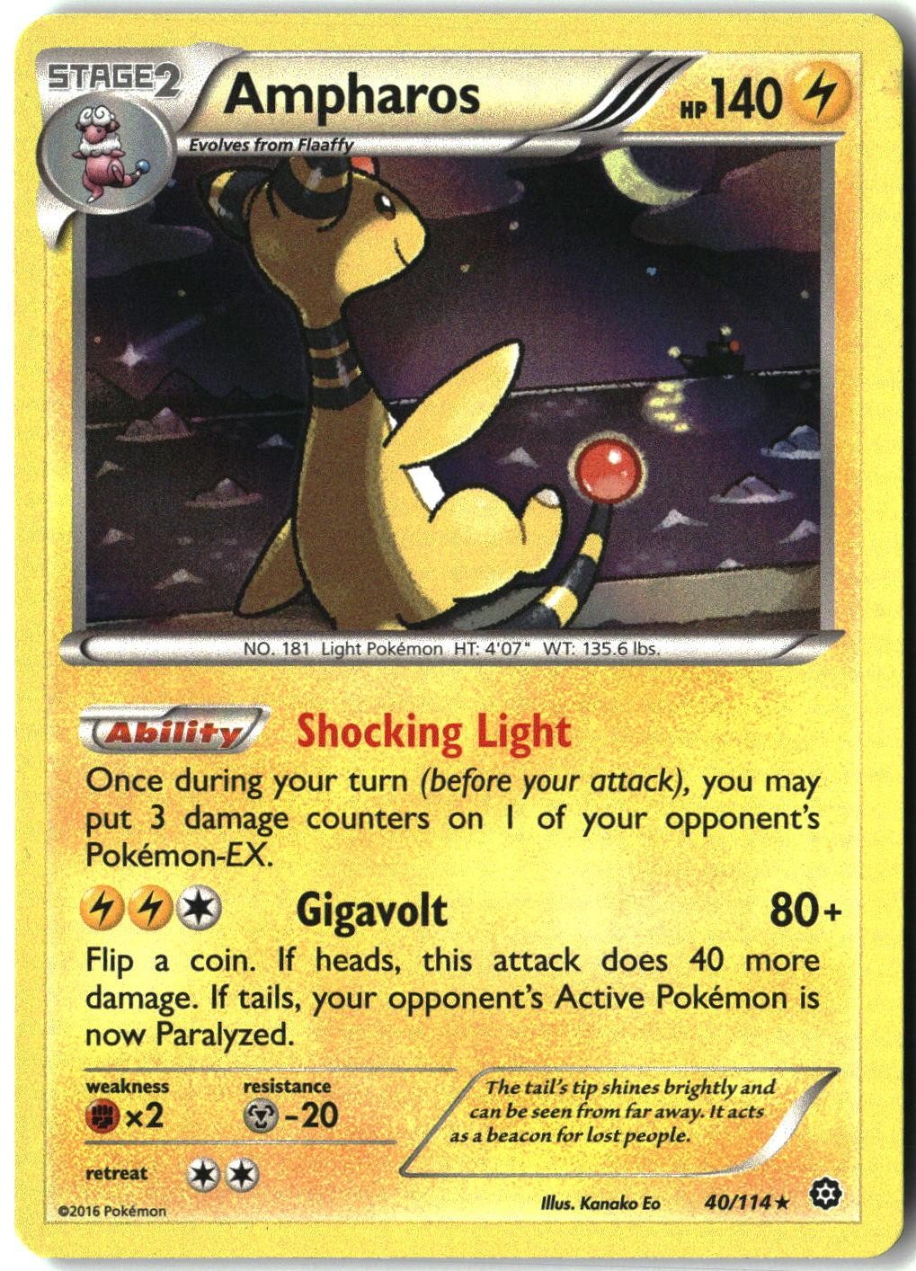 Ampharos 40/114 Holo Rare Steam Siege Pokemon Holo Lightly Played