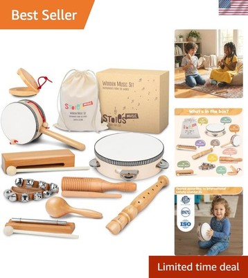Complete Wooden Musical Instruments Set: Flute, Tambourine, and More for Kids