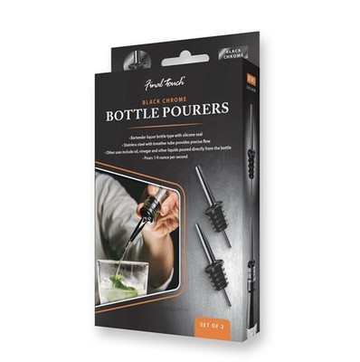 Final Touch Liquor Bottle Pourers  Set of 2 Free Flow Mixing Polished Finish NEW