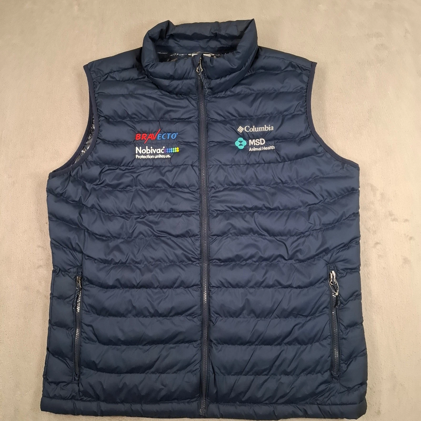 Columbia Gilet Mens XL Navy Omni Heat Quilted Puffer Bodywarmer Vest Jacket