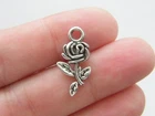 BULK 50 Rose charms antique silver tone F57
