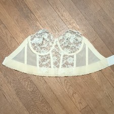 Vintage Victoria s Secret Gold Union Label 36D White Lace Corset Bustier Bra