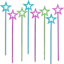 Metallic Star Princess Magic Wand for Kids - Pack of 12 - Fairy Wand in 3 Vibran