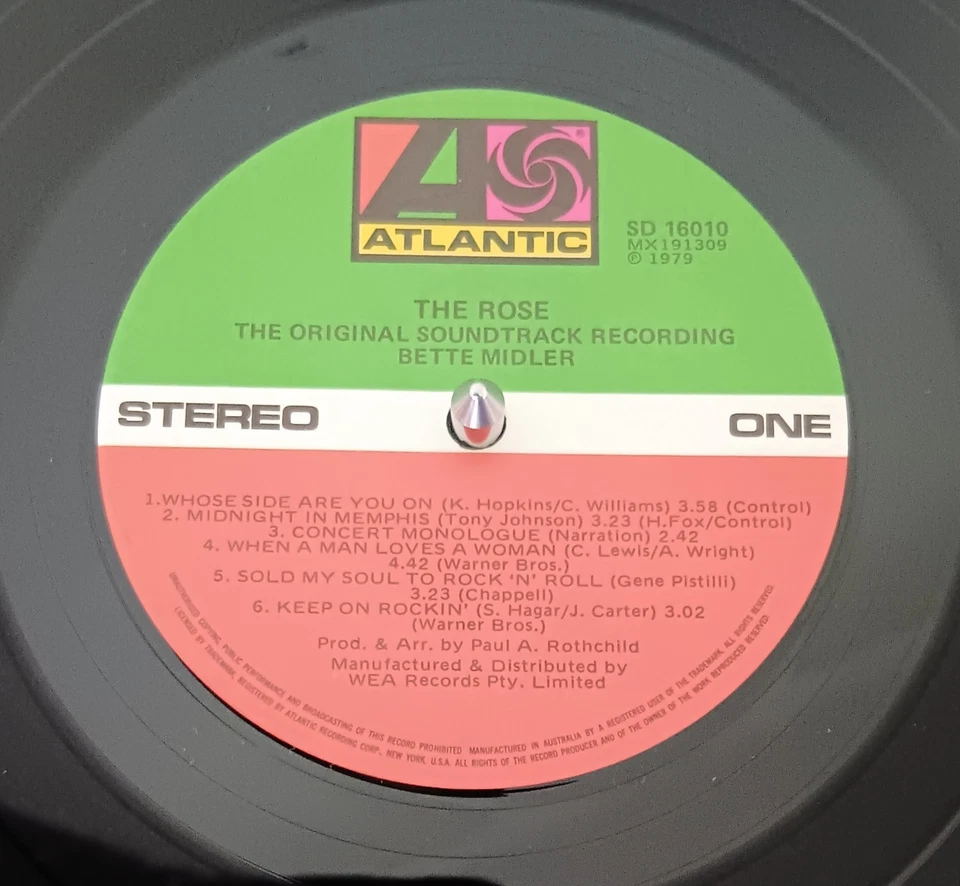 Bette Midler ‎– The Rose soundtrack - 1979 LP record excellent, cover VG - Image 3 of 4