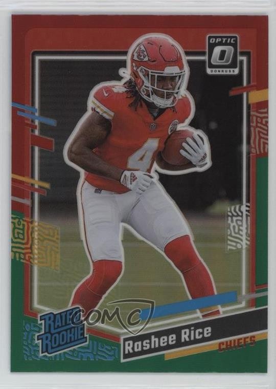 2023 Donruss Rated Optic Preview Red & Green Prizm Rashee Rice Rookie RC 15za