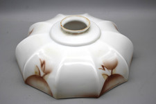 Alter Glasschirm Milchglas Früchte Dekor Lampenschirm Glas weiß L71