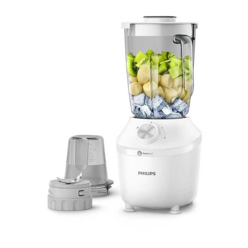 Blender Philips Série 3000 HR2291/20 Blanc de 600W avec bol en plastique de 2L