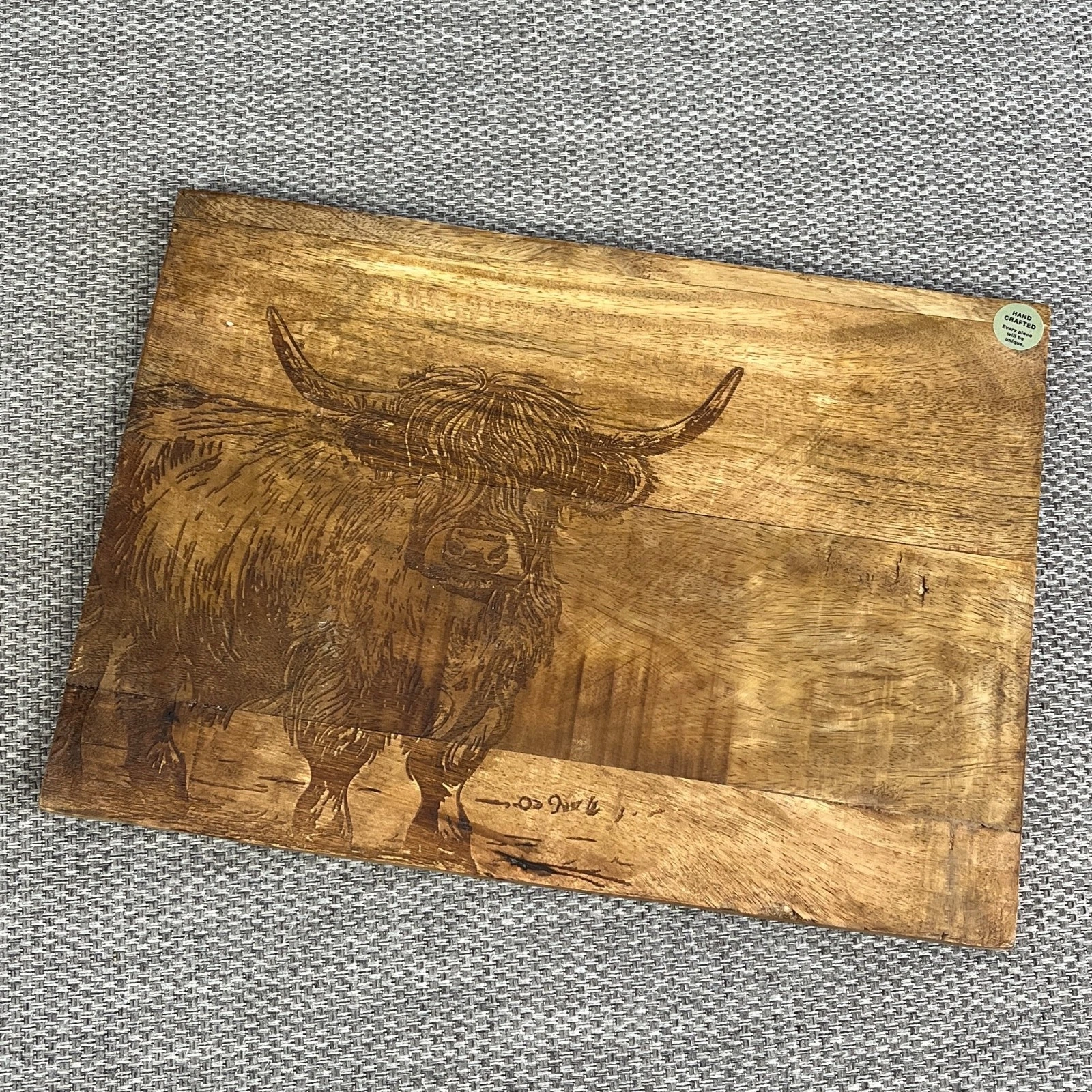 Rustic Wooden Chopping Board Highland Cow Serving Platter Display Worktop Saver