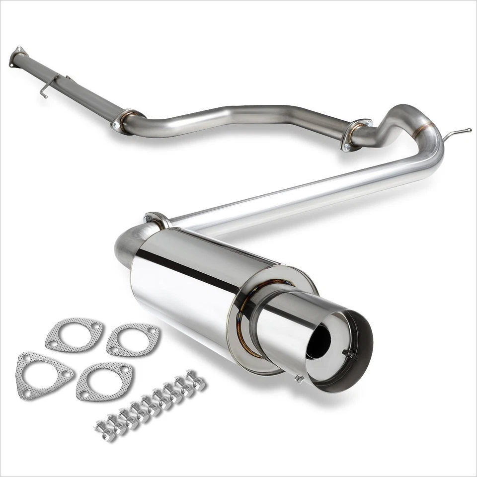For 89-91 Honda Civic ED 4-Dr Sedan 4" Round Tip Muffler Catback Exhaust System - Image 2 of 4