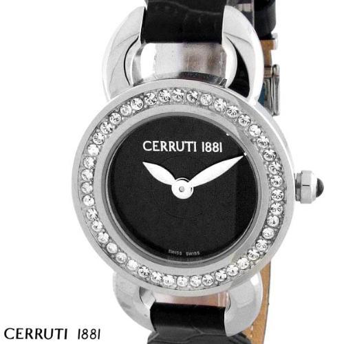 CERRUTI LADIES FIORE SWISS QUARTZ WATCH NEW BLK LEATHER CT69042X103012 - Picture 1 of 7