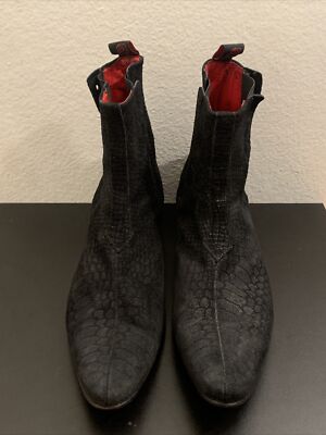 Jeffery West Muse Black Suede snakskin Leather Boots Mens  display picture 1