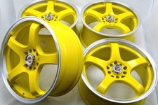 Set Of 4 New 17x7.5 Ddr Fuzion Yellowpolished Lip 17 Wheels Rims 5x100 5x114.3