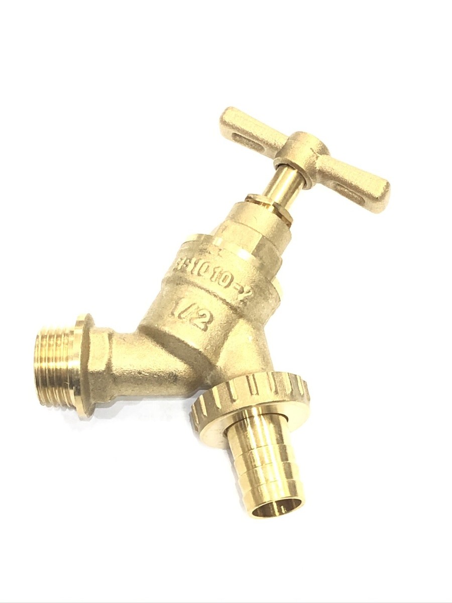 OUTSIDE GARDEN HOSE UNION BIB TAP 1/2" C/W DOUBLE CHECK VALVE BRASS WALL ELBOW E - Foto 6
