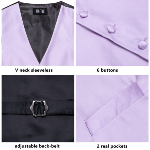 50 Colors Mens Vest Sleeveless V-Neck Pockets Waistcoat Without Tie Set Wedding - Picture 43 of 209